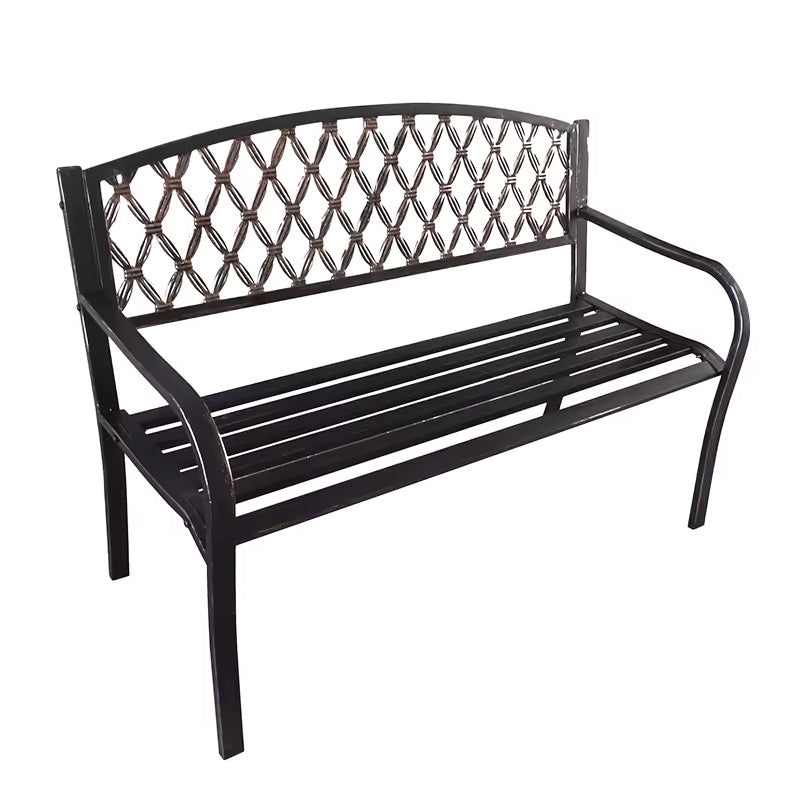 Garden Bench Outdoor Benches Park Bench Cast Iron Back Metal Bench Patio Bench with  for Lawn Yard Porch