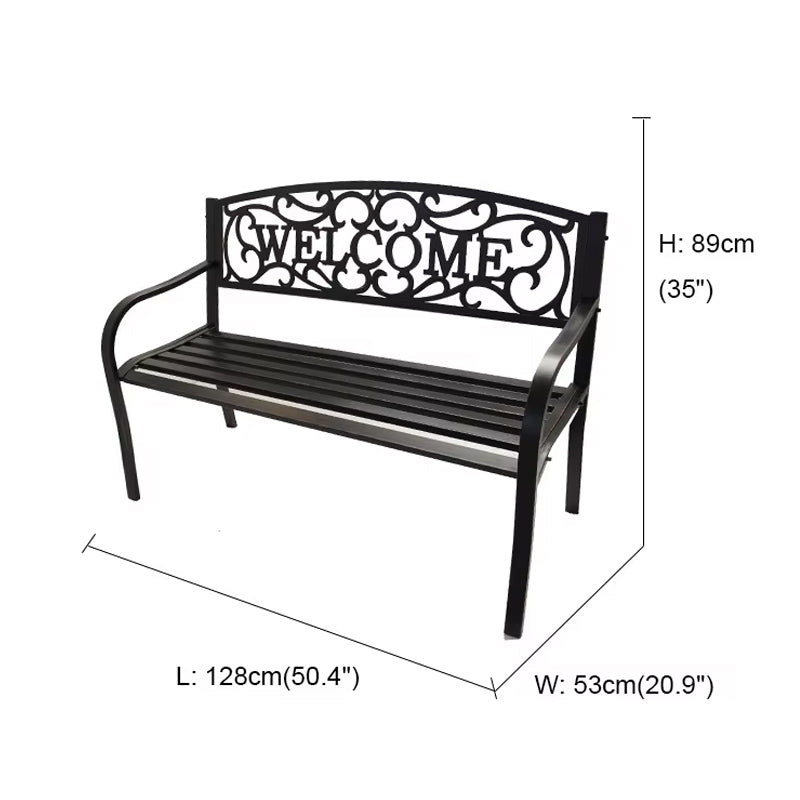 Garden Bench Outdoor Benches Park Bench Cast Iron Back Metal Bench Patio Bench with  for Lawn Yard Porch