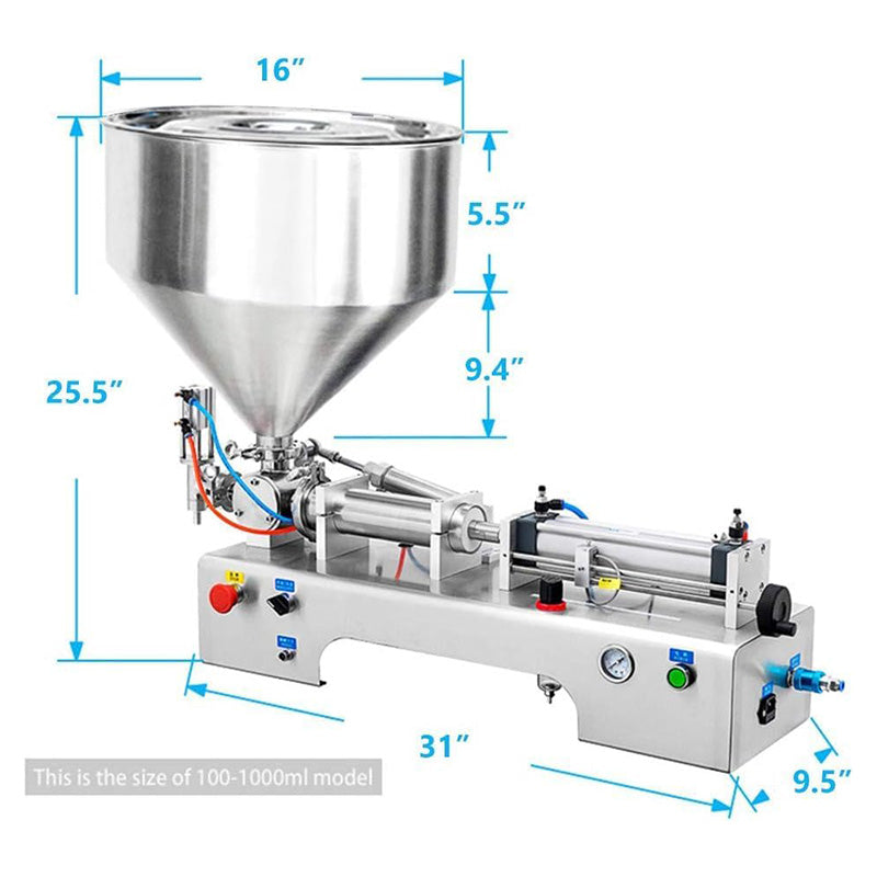 50-500ml Horizontal Pneumatic Piston Filler Liquid and Paste Filling Machine Semi-Automatic Paste Dispenser for Oil Cream Lotion Honey Butter