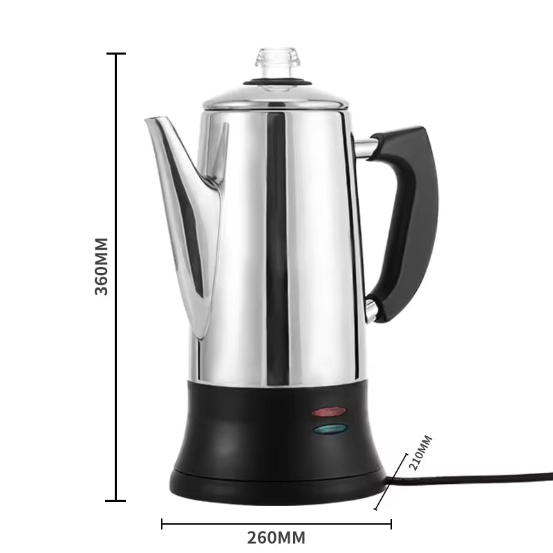 12-Cup Espresso Maker Stainless Steel Multifunctional Semi-Automatic Drip Coffee Maker Electric Thermal Kettle