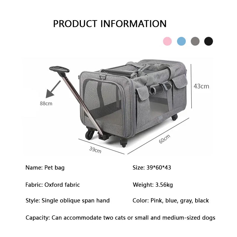 Soft-Sided For Medium Cats And Puppy Dog Cat Breathable Removable Trolley Bag Carriers Pet Travel Carriers