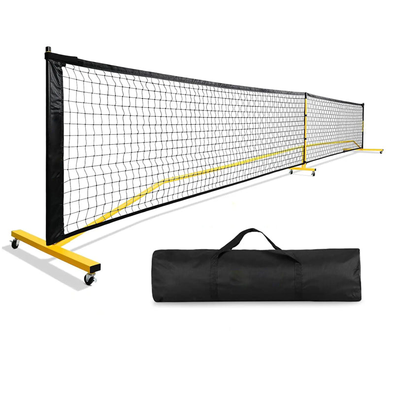 Pickleball Net Set With Wheels 22Ft Driveway Portable Outdoors Regulation Size Pickle Ball Net With 4 Paddles