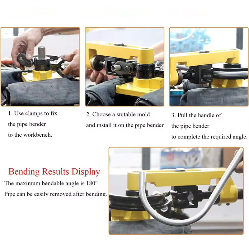 Manual Pipe Bender 3/8" To 1" Hand Tube "U" Bending Tools Iron/Steel/Copper/Aluminum Multi-Function Pipe Roll Bending Tool Kits