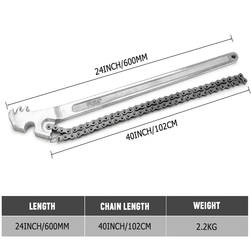 24 Inch Heavy Duty Carbon Steel Chain Pipe Wrench Adjustable Large Chain Oil Filter Wrench