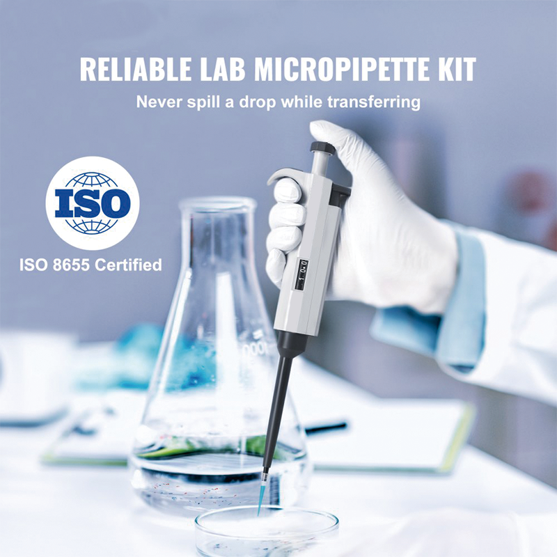 Lab Micropipette Kit 0.5-10μl 10-100μl 100-1000μl Single Channel (3 pcs),ideal for laboratories, industrial sectors, food, and cosmetic experiments