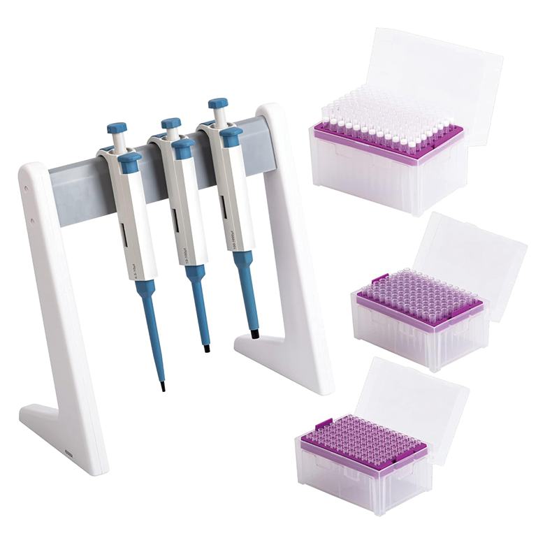 Lab Micropipette Kit, 0.5-10ul 10-100ul 100-1000ul, Pipette Stand, Adjustable Single Channel Pipette, 3 Pieces