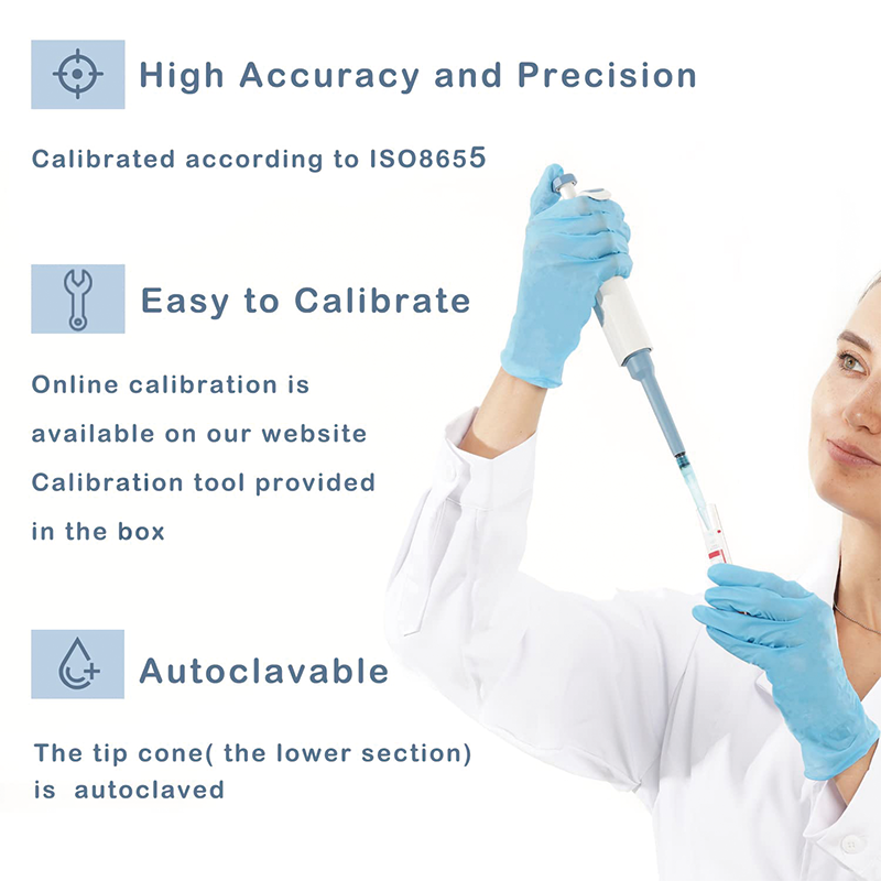 Lab Micropipette, 50-200ul, Adjustable Volume Single Channel Pipettors For laboratories, hospitals, medical teaching professionals