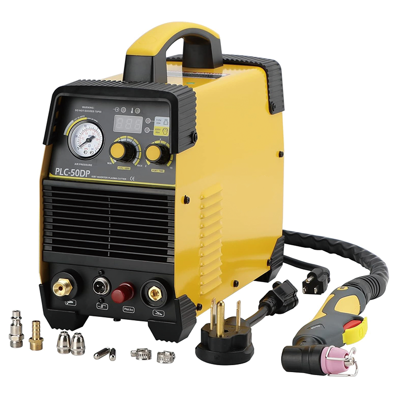 Pilot Arc Plasma Cutter,50Amp High Frequency Non-Touch Pilot Arc Digital Plasma Cutter,110V/220V Dual Voltage Inverter Metal Cutting Equipment for 1/2" Clean Cut Aluminum and Stainless Steel