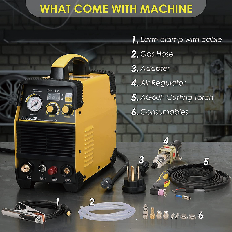 Pilot Arc Plasma Cutter,50Amp High Frequency Non-Touch Pilot Arc Digital Plasma Cutter,110V/220V Dual Voltage Inverter Metal Cutting Equipment for 1/2" Clean Cut Aluminum and Stainless Steel