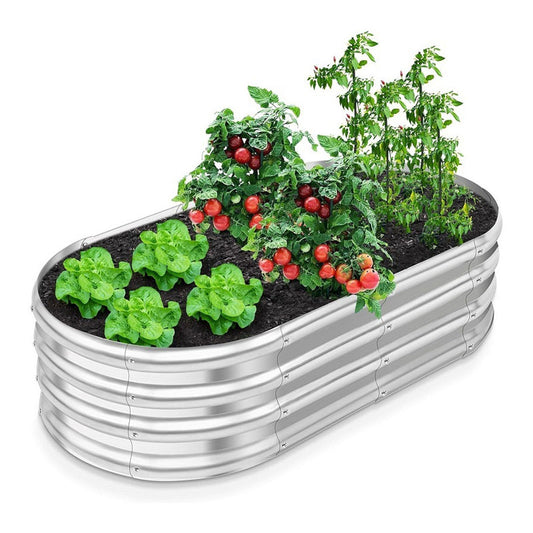 Outdoor Garden Planter Box, Garden Bed Large Galvanized Metal Garden Bed