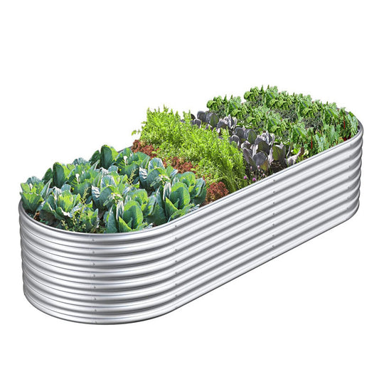 Oval Outdoor Galvanized Sheet, Garden Planting Bed Multi-Functional Garden Elevated