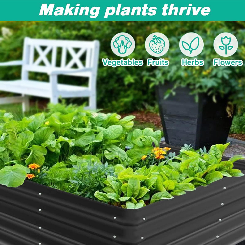 Outdoor Raised Garden Bed Kit, Raised Garden Bed Planting Box, 4.0x3.0x1.0 Ft Flower Box, Suitable For Vegetables, Herbs, Flowers And Fruits