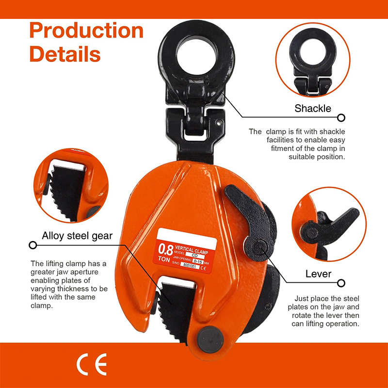 Vertical Plate Clamp 1760 Lbs, 1 Ton Plate Lifting Clamp Jaw Opening Up To 0.8 Inch Heavy Duty Lifting Clamp For Lifting And Transporting (1760 Lbs 0.8 Tons)