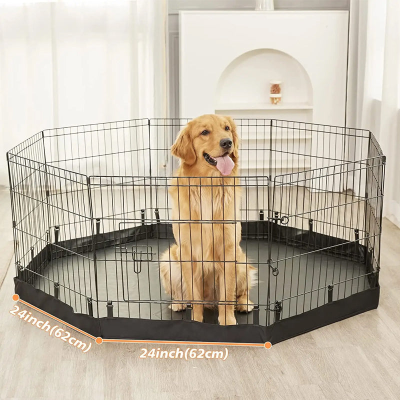 8 Piece 24-Inch Foldable Heavy-Duty Large Dog Playpen Dog Run Kennel Outdoor Temporary Dog Fence