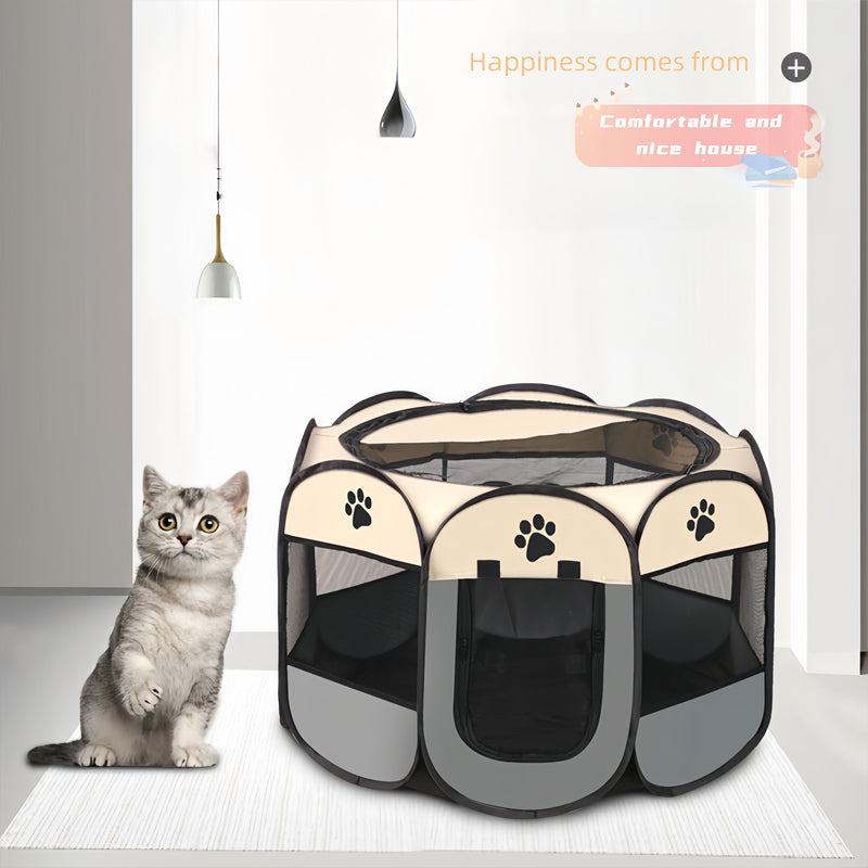 Pet Portable Foldable Playpen Exercise Kennel Dogs Cats Indoor/Outdoor Tent With Carrying Case Collapsible Travel Bowl