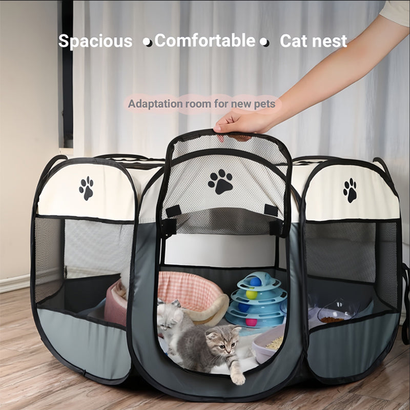 Pet Portable Foldable Playpen Exercise Kennel Dogs Cats Indoor/Outdoor Tent With Carrying Case Collapsible Travel Bowl