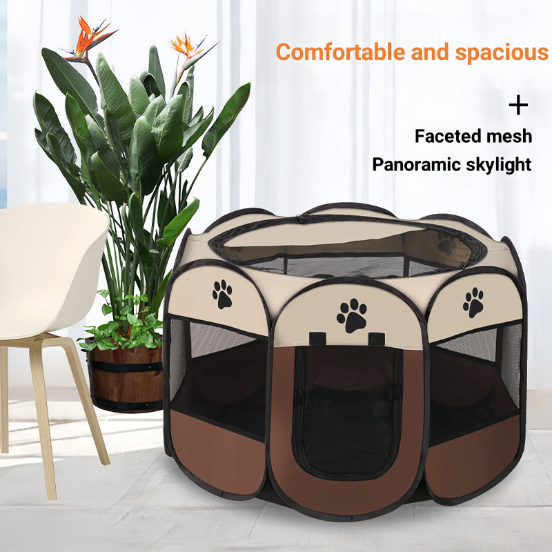 Pet Portable Foldable Playpen Exercise Kennel Dogs Cats Indoor/Outdoor Tent With Carrying Case Collapsible Travel Bowl