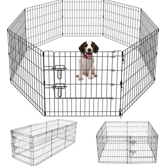 8 Piece 24-Inch Foldable Heavy-Duty Large Dog Playpen Dog Run Kennel Outdoor Temporary Dog Fence