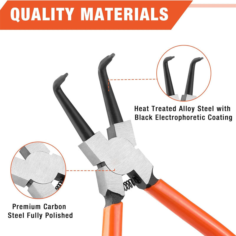 4 PCS Snap Ring Pliers Heavy Duty Set  Circlip Pliers Kit with Straight Bent Jaw Precision Spring Loaded Pliers with Portable Tool Bag