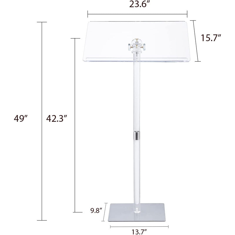 Acrylic Podium Stand Angle Adjustable Modern Lecterns & Pulpits For Classroom Concert Church Speech Easy Assembly Metal Base
