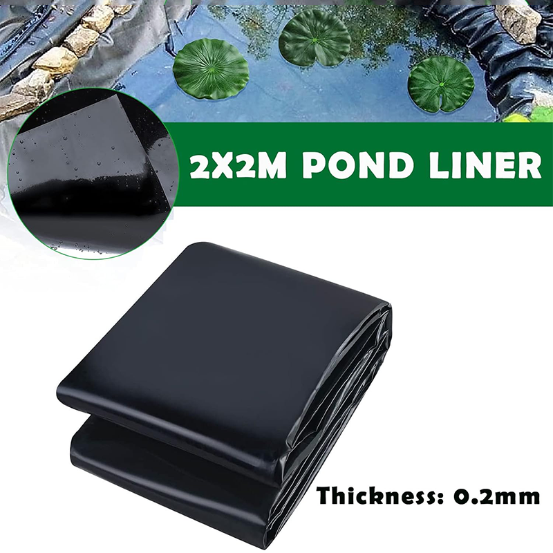 Pond Liner 2m x 2m, Black HDPE Pond Liner Heavy Duty Sealing Membrane Pond Membrane Swimming Pool Membrane Garden Pond Tarpaulin Suitable for Fish Ponds, Fountains, Water Gardens and Waterfalls