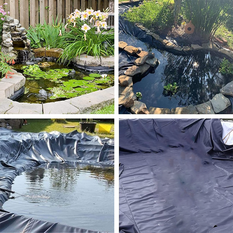Pond Liner 2m x 2m, Black HDPE Pond Liner Heavy Duty Sealing Membrane Pond Membrane Swimming Pool Membrane Garden Pond Tarpaulin Suitable for Fish Ponds, Fountains, Water Gardens and Waterfalls