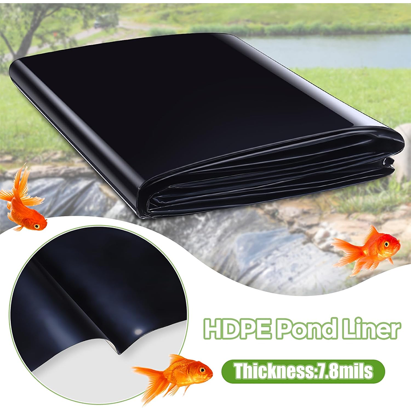 Pond Liner,10 x 10 Feet HDPE Garden Pond Liner, 7.8 Mil Thickness Flexible Liners Black Pond Skin for Waterfall, Stream, Fountains and Waterscape