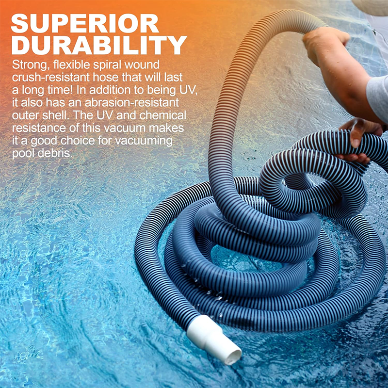 15 Feet Commercial Grade Pool Vacuum Hose - Above Ground and Inground Pool Vacuum Hose - Fits Most Vacuum Heads - Includes Swivel Head - Premium Pool Accessories