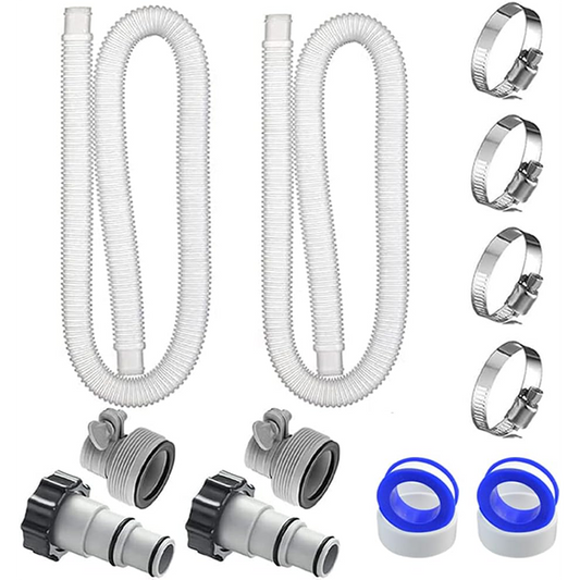 Swimming Pool Replacement Hose Kit for Above Ground Pools, Swimming Pool Filter Hose with 4 Pcs Hose Clamps 2 Pcs 1.25" to 1.5" Type B Hose Adapter 2 Pcs Replacement Hose Adapter w/Collar