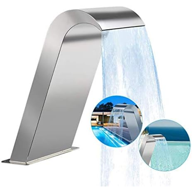 Stainless Steel Pool Fountain 23.6x11.8 Inch Waterfall Pool Fountain Swimming Pool Waterfall Blades for Above Ground Pool Garden Outdoor