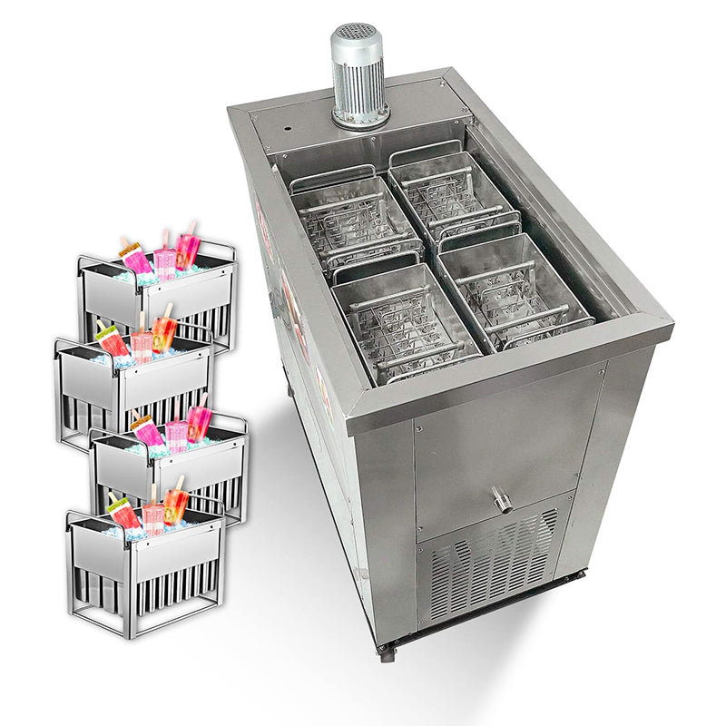 Commercial 4 Mold Sets Popsicle Machine 30 Pcs Lollipop Set Ice Lolly Machine Stainless Steel Ice Pop Maker for Bars, Cafes, Milktea Store, Snack Food Street