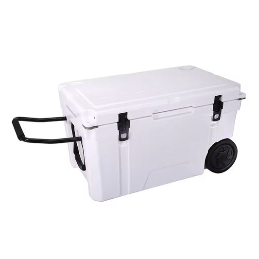 65Qt Short Travel Keep Cold Portable Ice Chest Box Camping Fishing Rotomolded Coolers Box With Wheels For Picnic