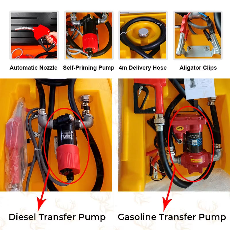 220L Plastic Portable Mini Dispenser Diesel Fuel Storage Transfer Tank With 12V Diesel Pump And Nozzle