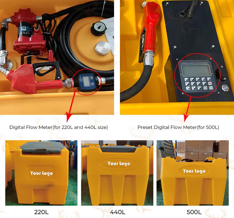 220L Plastic Portable Mini Dispenser Diesel Fuel Storage Transfer Tank With 12V Diesel Pump And Nozzle