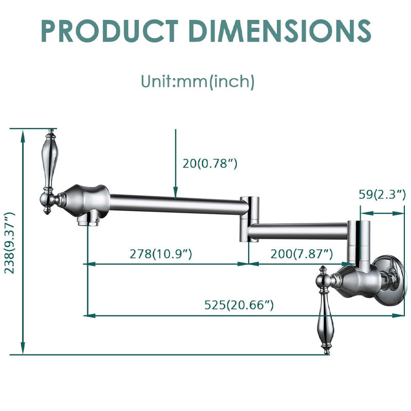 Pot Faucet, Kitchen Sink Faucet Wall Mounted, Solid Brass Folding Kitchen Faucet