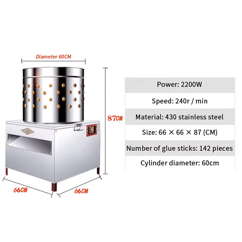 Chicken Poultry Plucker Stainless Steel Feather Plucking Machine with Wheels Defeather Hair Removal Machine