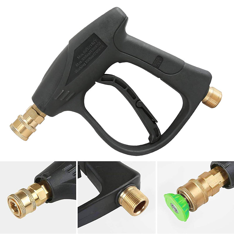 Stainless Steel High Pressure Washer Gun 3000 PSI Max with 5 Color Quick Connect Nozzles M22 Hose Connector