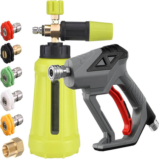 Pressure Washer Gun 4000 PSI Cannon Foam Blaster Power Washer with 1/4" Quick Connector 5 Pressure Washer Nozzle Tips