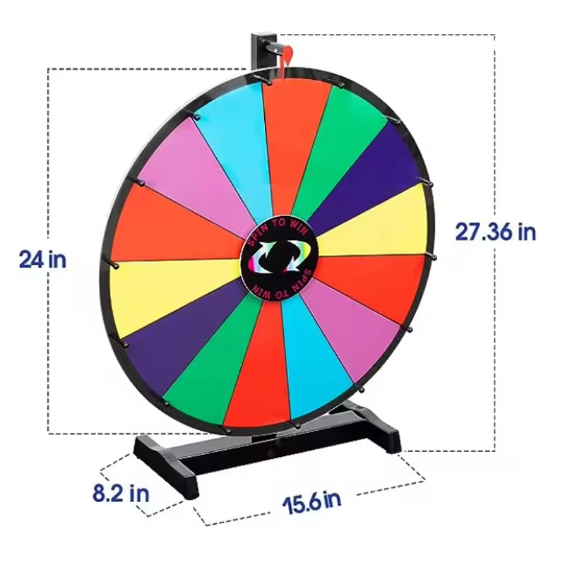 Custom Standing Spinning Prize Wheel Fortune Wheel 24 Inches Lucky Spin Wheel With Plastic Base