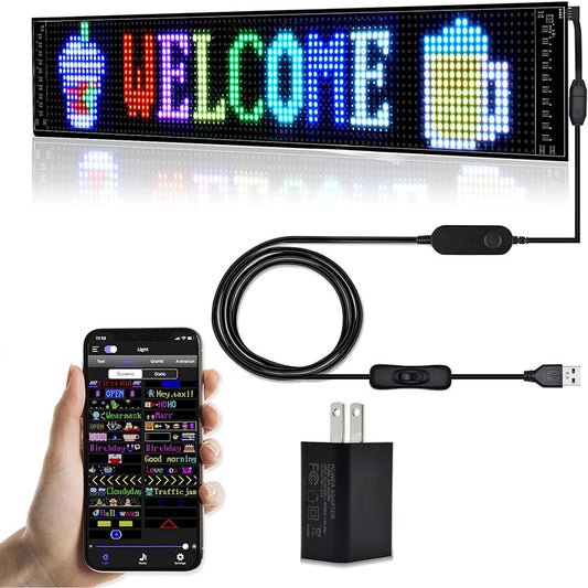 27"x5" Bluetooth APP Control Programmable LED Sign Scrolling LED Sign Custom Display with Text for Business & Store Signs Automotive