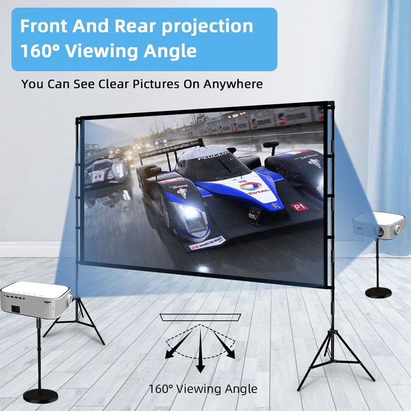 Tripod Projector Screen with Stand 100 inch Outdoor Projector Screen Portable Indoor Projection Screen 16:9 4K