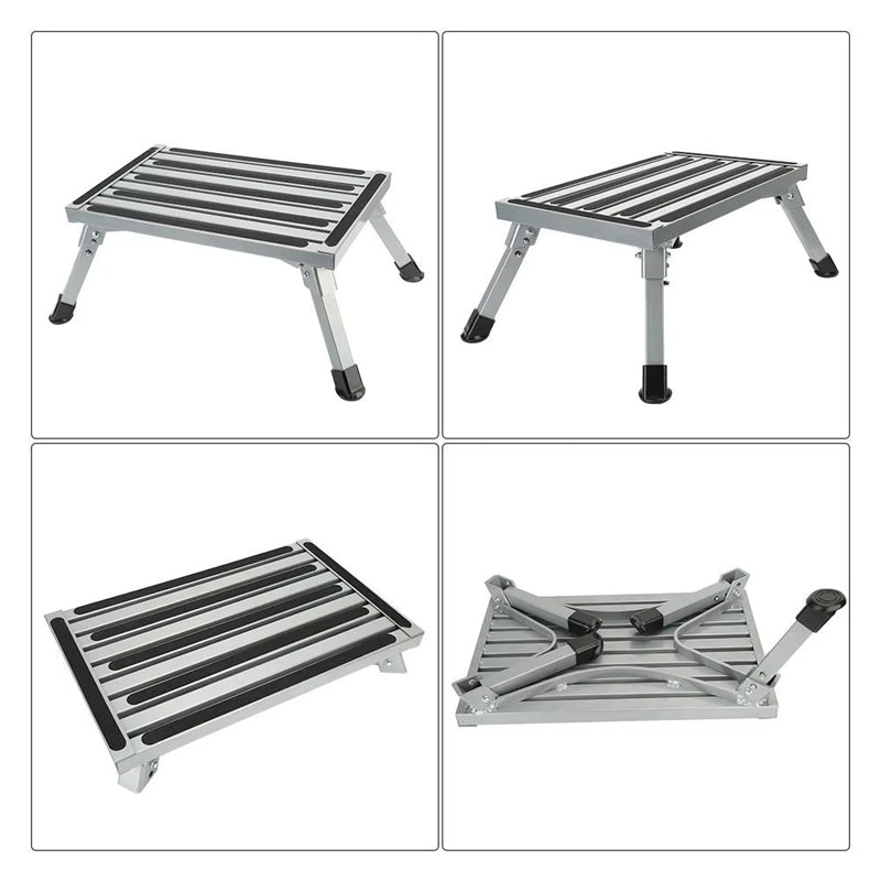 Step Stool Folding Aluminum Rv Step Platform With Anti-Slip Surface Sturdy Lightweight， Supports Up To 330lbs