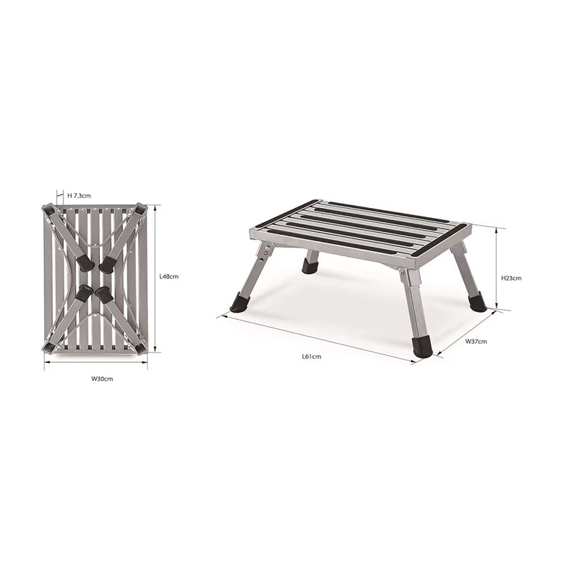 Step Stool Folding Aluminum Rv Step Platform With Anti-Slip Surface Sturdy Lightweight， Supports Up To 330lbs