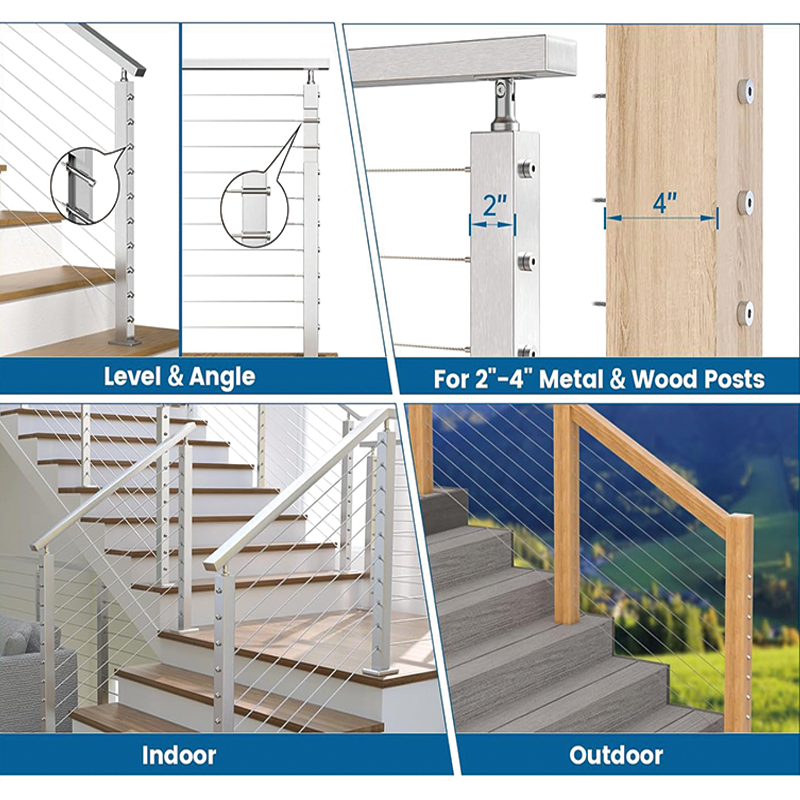 20Pairs Invisible Cable Railing kit,T316 Stainless Steel 1/8" Swage Tensioner,for 2"x2" and 4"x4" Wood Metal Post Deck Stairs