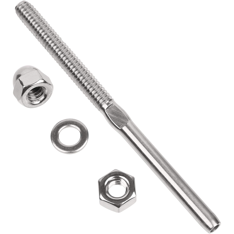 50 Pack Cable Railing Swage Threaded Stud Tension End Fitting Terminal, T316 Stainless Steel for 1/8" Deck Cable Railing,Cable Railing tensioner