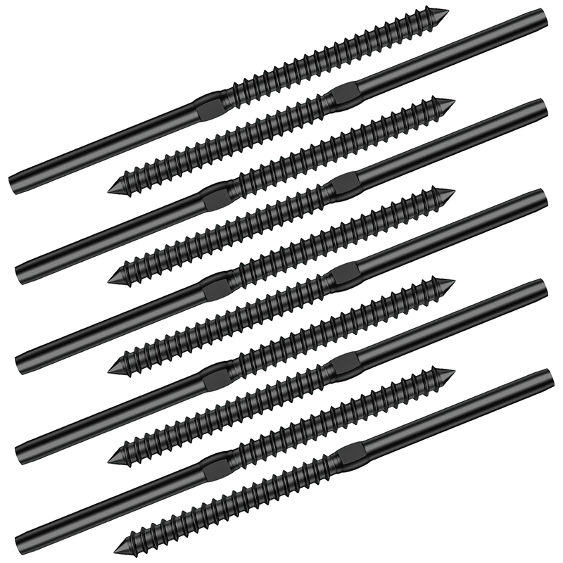 100 Pack Cable Railing Swage Threaded Stud Tension,T316 Stainless Steel Black Right&Left Handed Thread Swage Lag Screws for Wood Posts of 1/8" Black Stair Cable Railing Kit