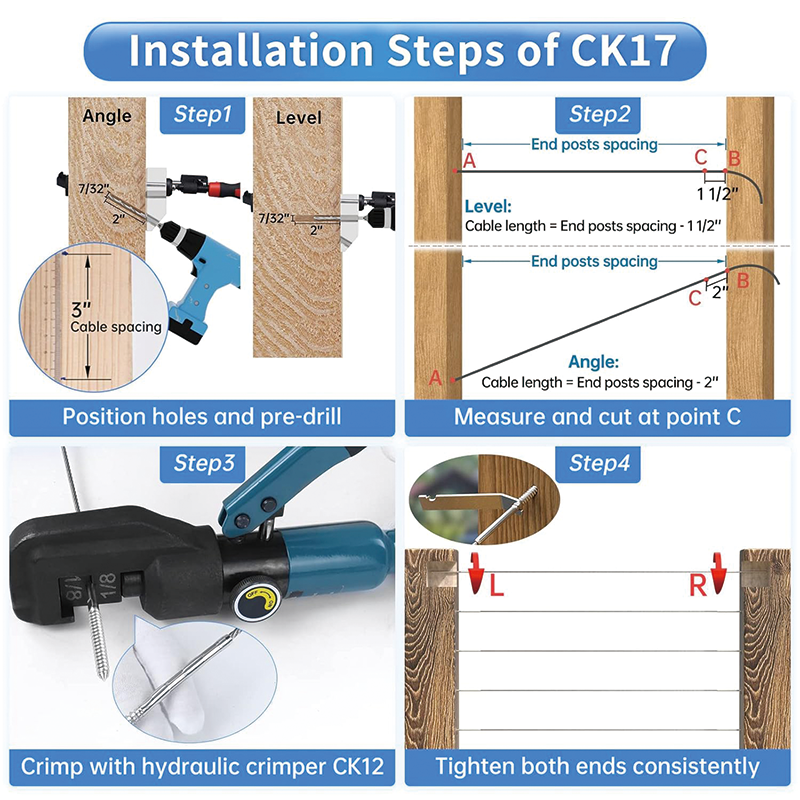 120Pack 1/8" Cable Railing Swage Threaded Stud Tension End Fitting Terminal,T316 Stainless Steel,for Wood/Metal Post