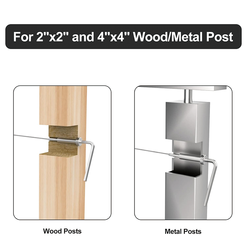 60 Pack 3/16" Invisible Cable Railing Kit,T316 Stainless Steel Protector Sleeves for 2"x2", 4"x4" Wood/Metal Posts,Silver