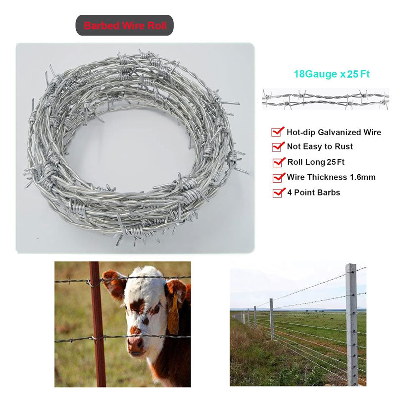 25ft Barbed Wire, Chain Link Fence For Crafts Baseball And Yard Garden