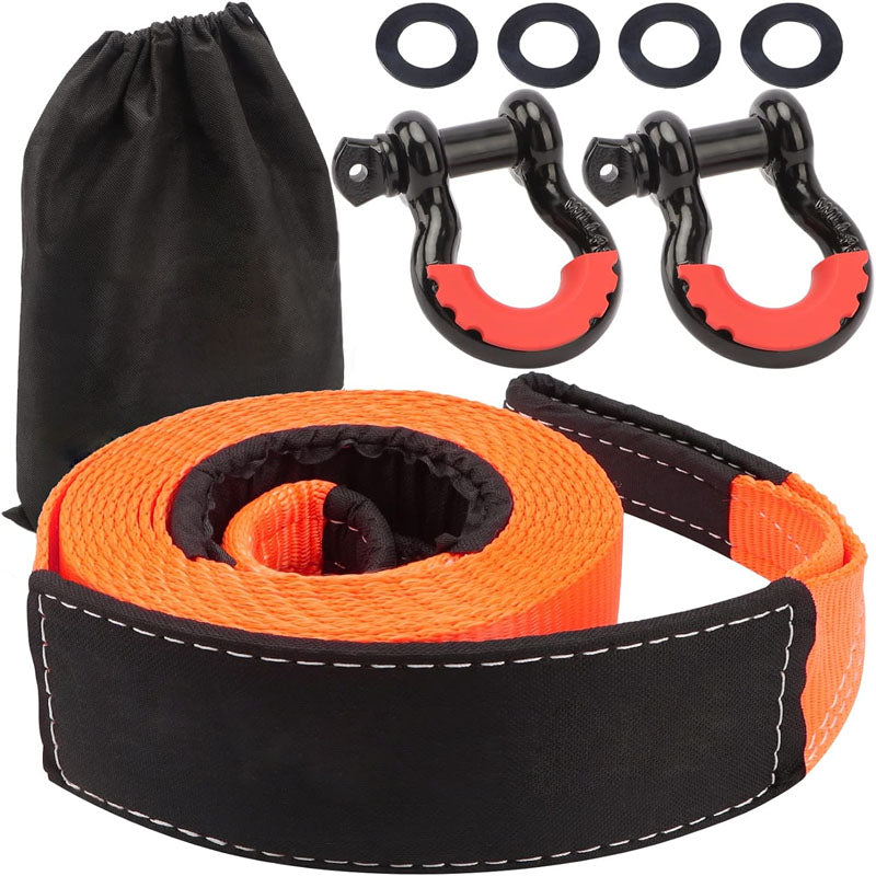 Heavy Duty Tow Strap Recovery Kit 3" x 20ft(35,000lbs) Tree Saver Winch Strap 3/4" D-Ring Shackles with Storage Bag